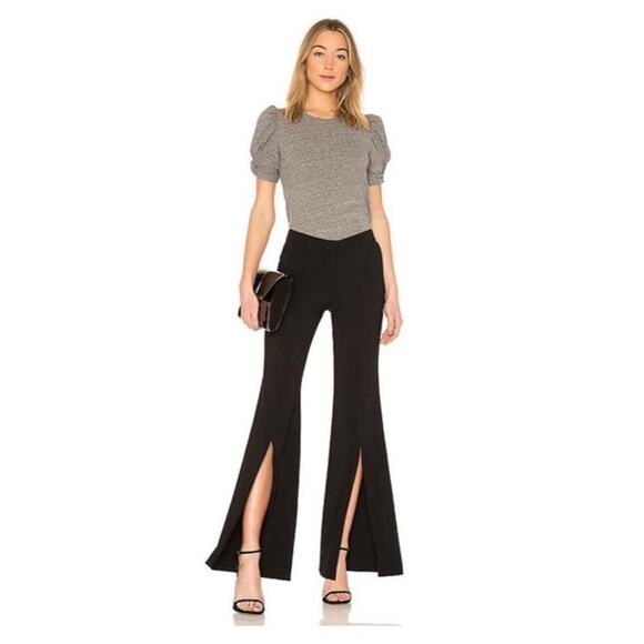 A.L.C. REVOLVE Capen Split Hem Flare Leg Dress Pants Black Classic Career Sz 4 - Picture 1 of 9